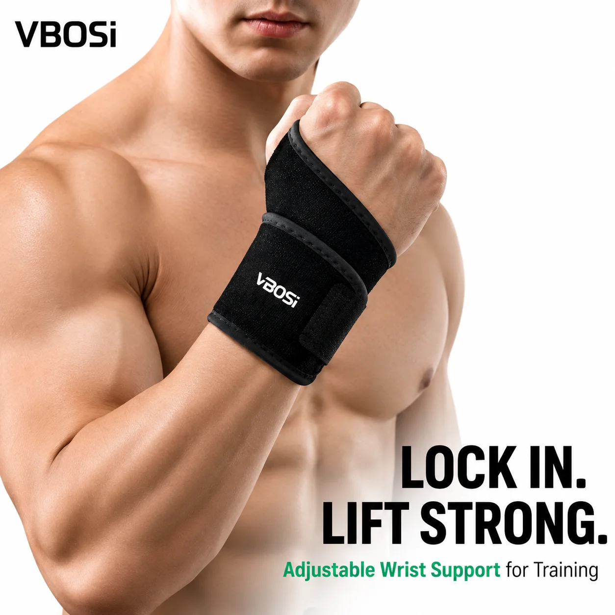 Wrist Wraps Weightlifting Support - VBSOi อุปกรณ์พยุงข้อมือแบบปรับได้พร้อมห่วงนิ้วหัวแม่มือสำหรับยกน้ำหนักยิมฟิตเนสกีฬาการฝึกอบรมการพันข้อมือป้องกันมือ
