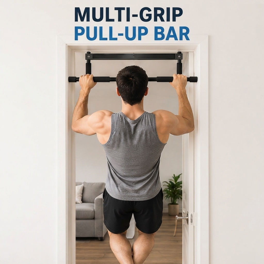 Door Pull Up Bar No Screw - บาร์ดึงข้ออเนกประสงค์ติดประตู, บาร์ดึงข้อแบบไม่ต้องใช้สกรู, อุปกรณ์ออกกำลังกายส่วนบนของร่างกายสำหรับยิมในบ้าน, บาร์ดึงข้อติดกรอบประตูสำหรับฝึกความแข็งแรง