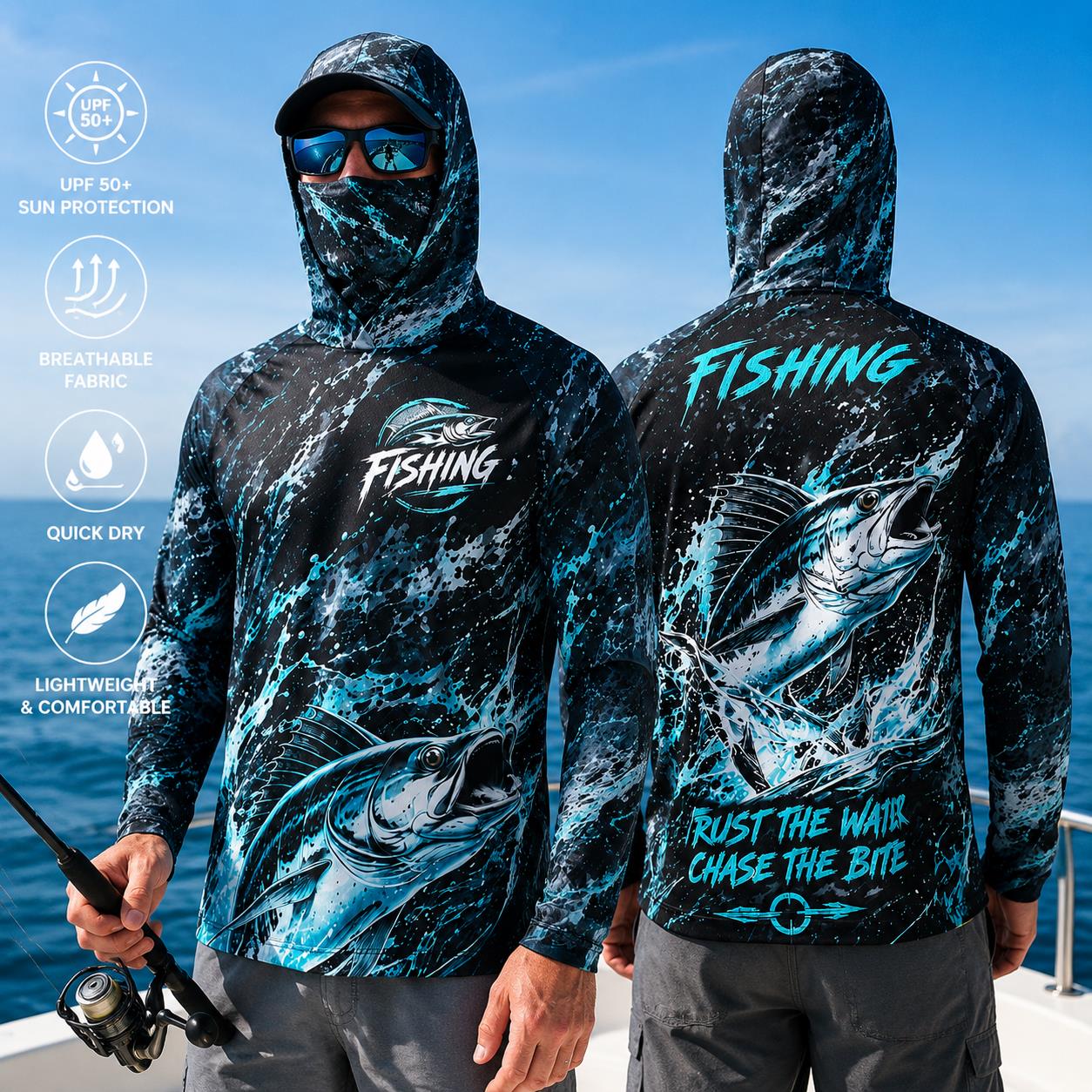 เสื้อฮู้ดตกปลาผู้ชายแห้งเร็ว ร - Fishing บทวิจารณ์และราคา